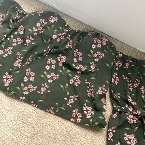 green strapless long sleeve top